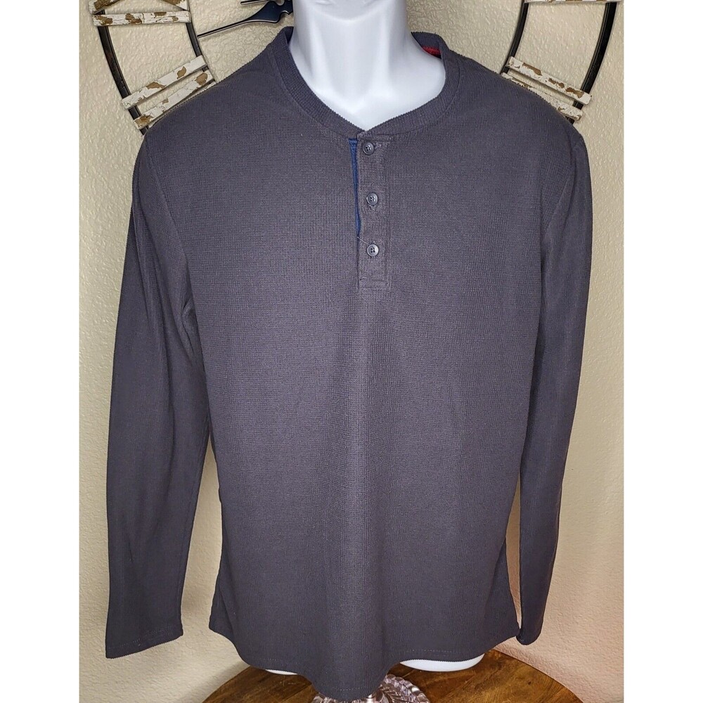 Nomad Men's Medium M Gray/Blue Long Sleeve 3 Button Pullover Sweater